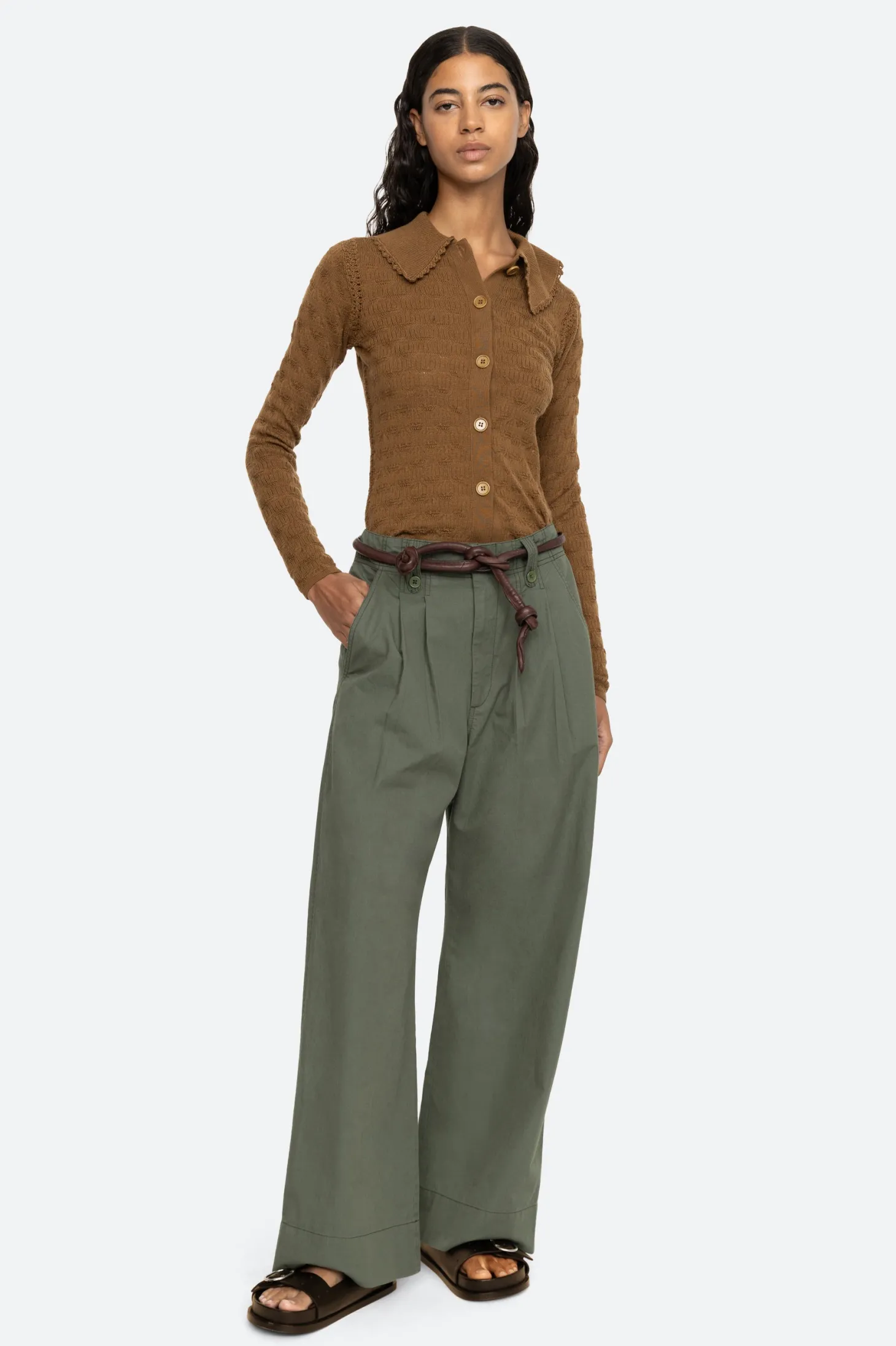 Samaka Pants W/ Belt ~ Thyme