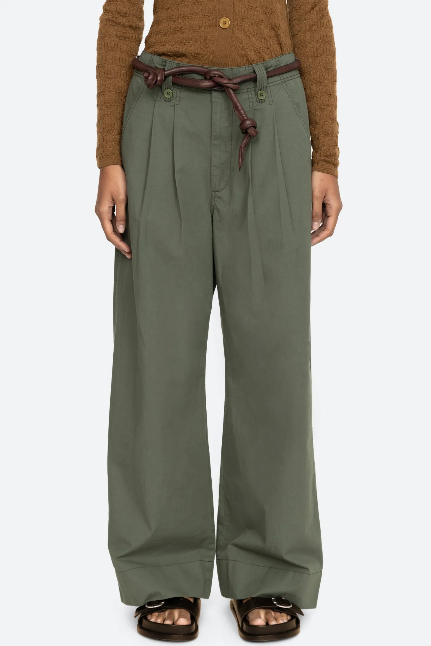 Samaka Pants W/ Belt ~ Thyme