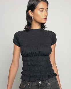 Sissi Smocked Top ~ Jet Black