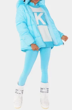 Snowbird Puffer Jacket -Powder Blue with Faux Fur
