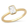 Solitaire Bezel Set Emerald Cut CZ Ring