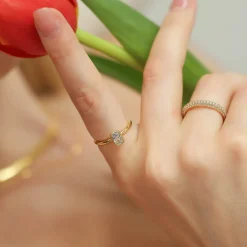 Solitaire Bezel Set Emerald Cut CZ Ring