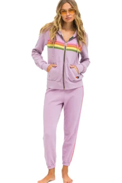 5 Stripe Hoodie ~ Mauve / Pink / Green