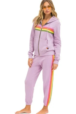 5 Stripe Hoodie ~ Mauve / Pink / Green