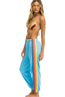 5 Stripe Sweatpants ~ Sky/Neon Rainbow