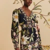 Surreal Flowers Black Long Sleeve Mini Dress