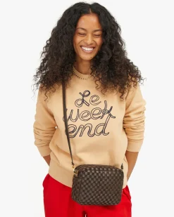 Sweatshirt ~ Sand w/ Embroidered Navy Le Weeekend