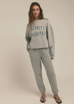 The Cropped Collegiate Sweatshirt ~ Heather Grey Navy