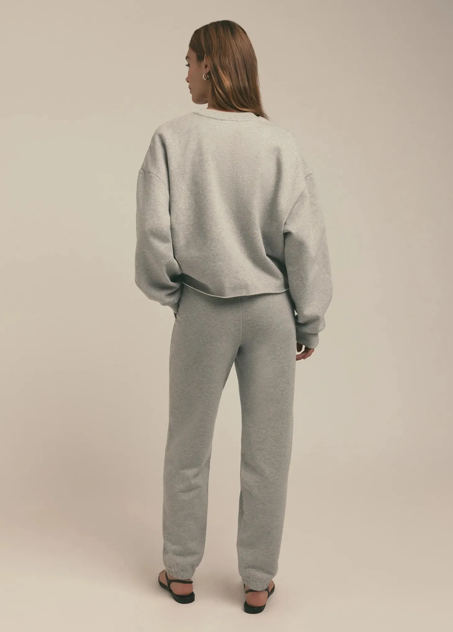 The Cropped Collegiate Sweatshirt ~ Heather Grey Navy