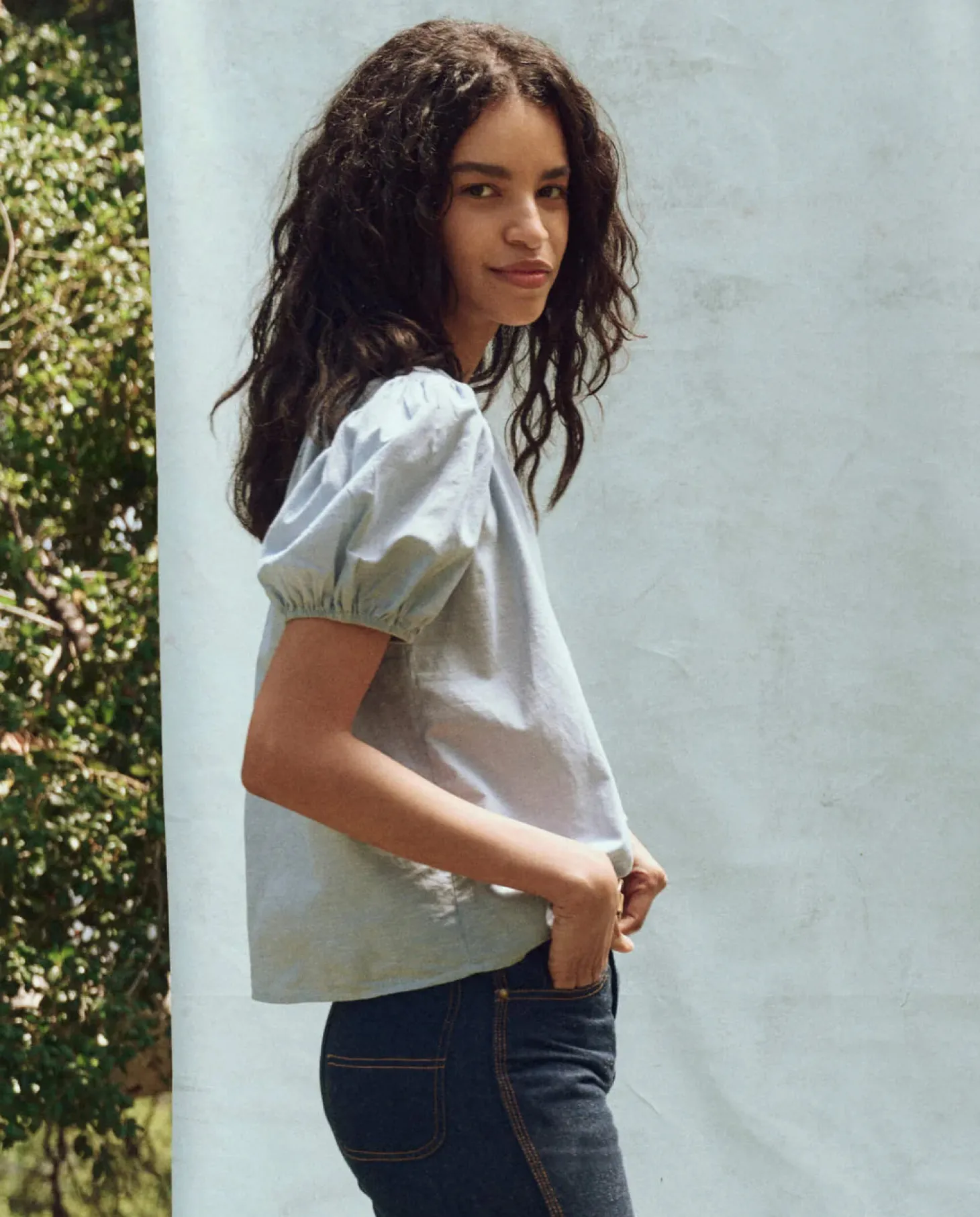 The Fairway Top ~ Light Chambray