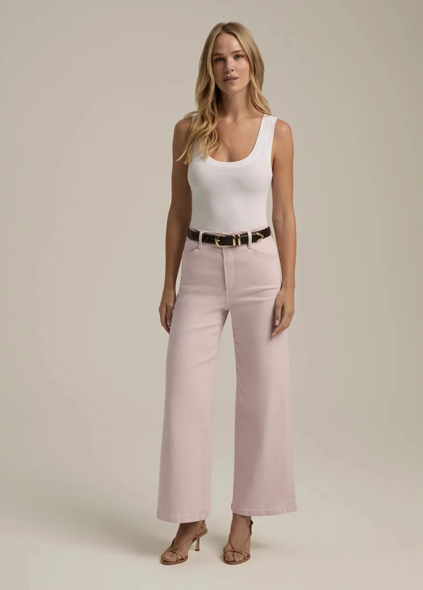 The Mischa Super High Rise Wide Ankle ~ Pale Pink