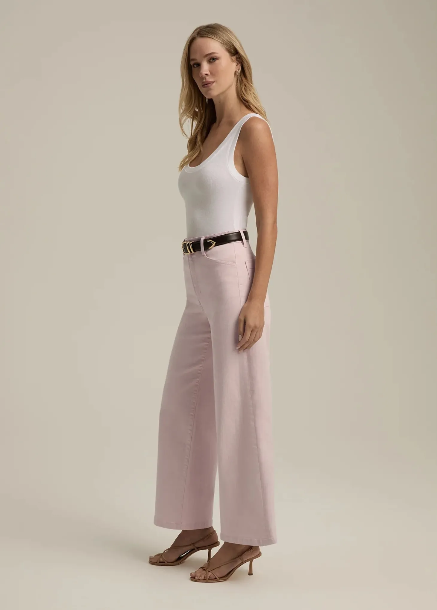 The Mischa Super High Rise Wide Ankle ~ Pale Pink