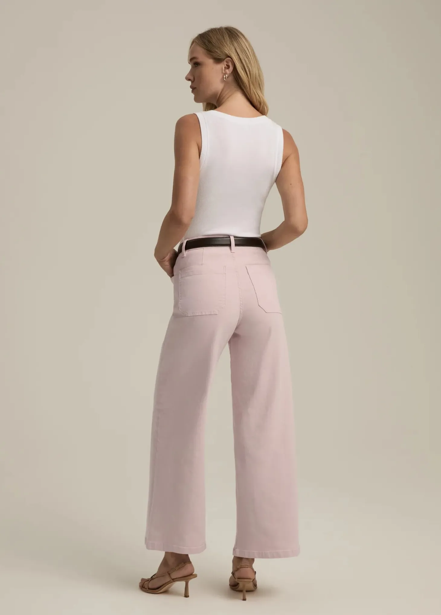 The Mischa Super High Rise Wide Ankle ~ Pale Pink
