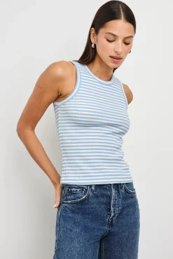 The Racer Tank ~ Chambray Blue Stripe