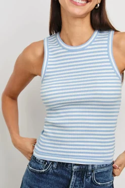 The Racer Tank ~ Chambray Blue Stripe