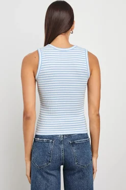 The Racer Tank ~ Chambray Blue Stripe