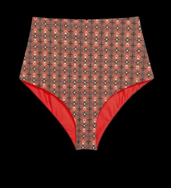 The Reversible Mid Rise Brief ~ Tile Print & Hot Red
