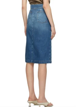 The Vent Front Denim Midi Skirt