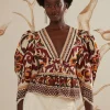 Toucans Scarf Puff Sleeve Blouse ~ Cream