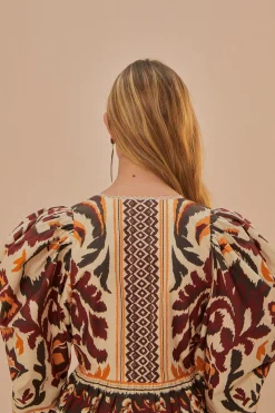 Toucans Scarf Puff Sleeve Blouse ~ Cream