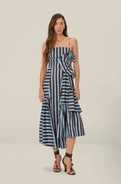 Tropical Flight Stripes Midi Dress