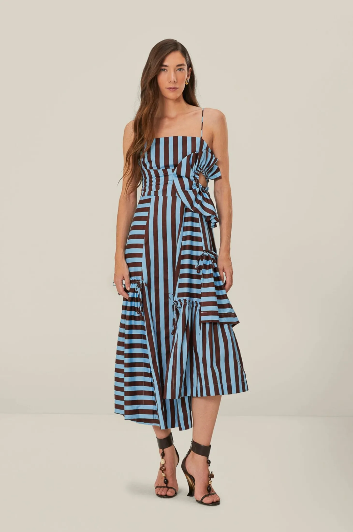 Tropical Flight Stripes Midi Dress