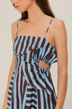 Tropical Flight Stripes Midi Dress