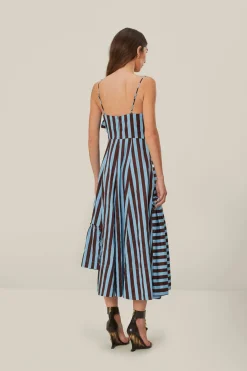 Tropical Flight Stripes Midi Dress