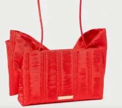 Valerie Moiré Bow Clutch ~ Red