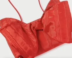 Valerie Moiré Bow Clutch ~ Red