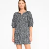 Vincent Mini Dress ~ Black Woodblock Floral