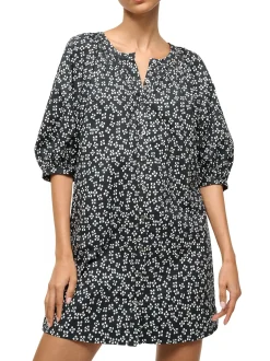 Vincent Mini Dress ~ Black Woodblock Floral