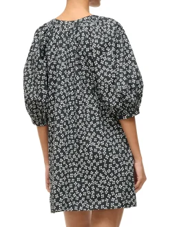 Vincent Mini Dress ~ Black Woodblock Floral