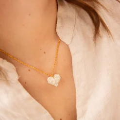 White Puffy Heart Necklace