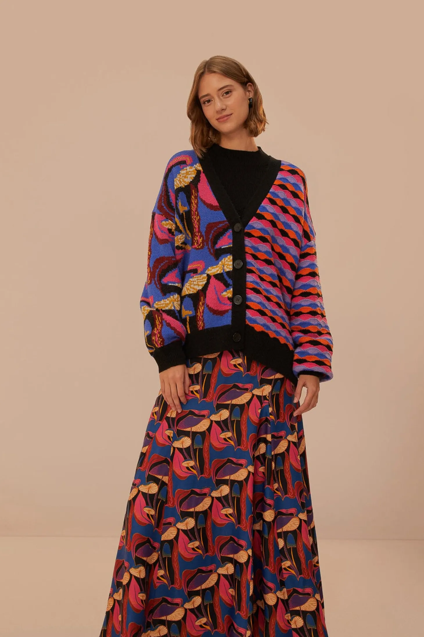 Wild Mushrooms Maxi Skirt ~ Black