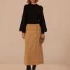 Yoked Midi Skirt ~ Brown